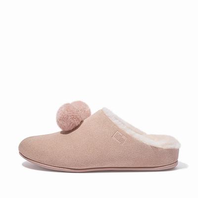 Fitflop Women's CHRISSIE Pom-Pom Shearling Slippers - Beige, LR1239658